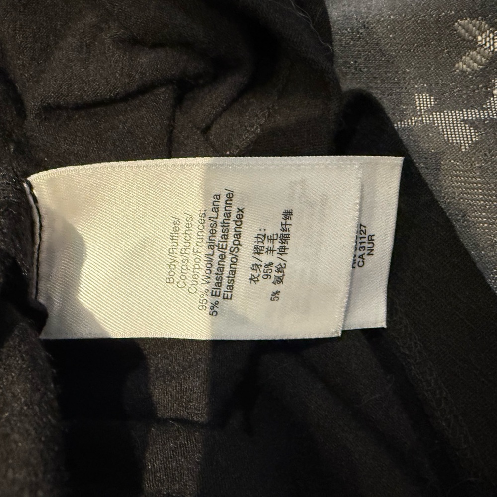 DKNY Ruched Ruffle Black Knit midi size large Excellent Condition - Picture 5 of 6